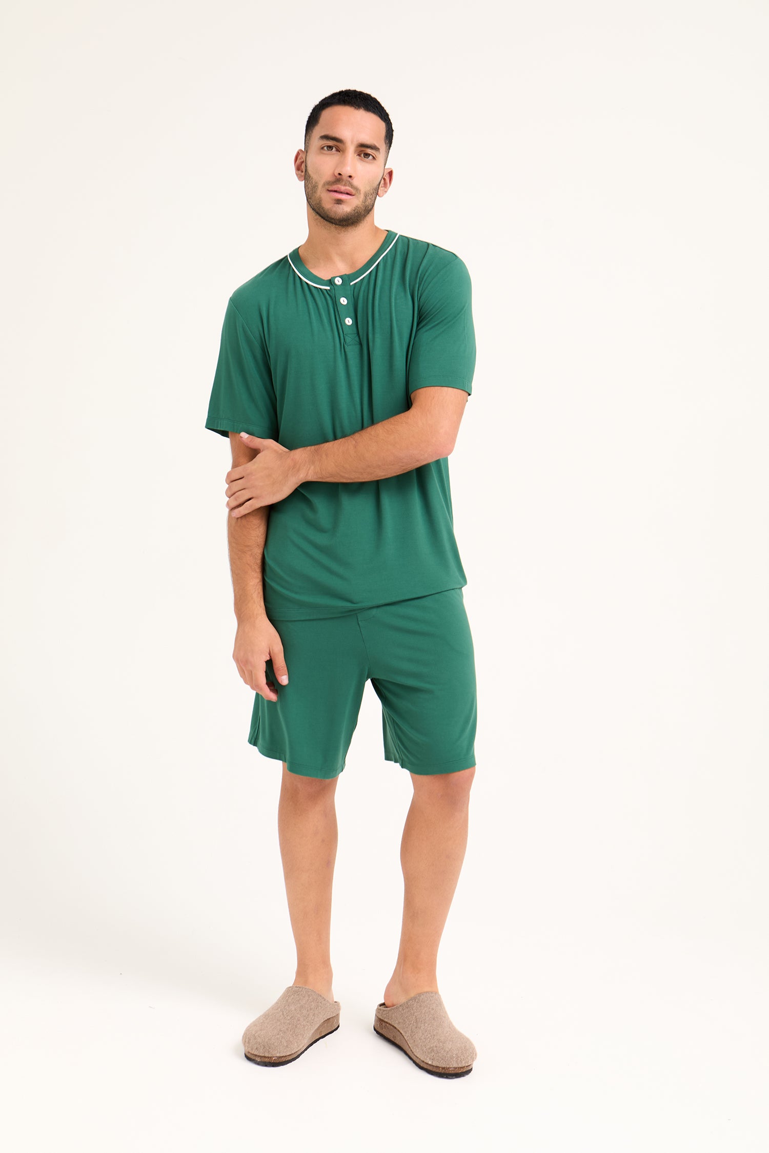 Mister You Bamboo Short Pyjama Set in Green - Pajamas