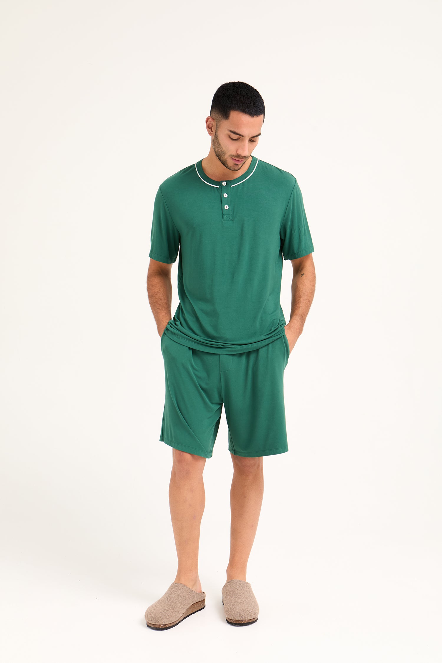 Mister You Bamboo Short Pyjama Set in Green - Pajamas