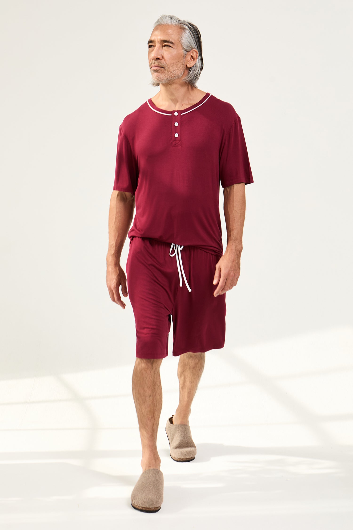 Mister You Bamboo Short Pyjama Set in Claret - Pajamas