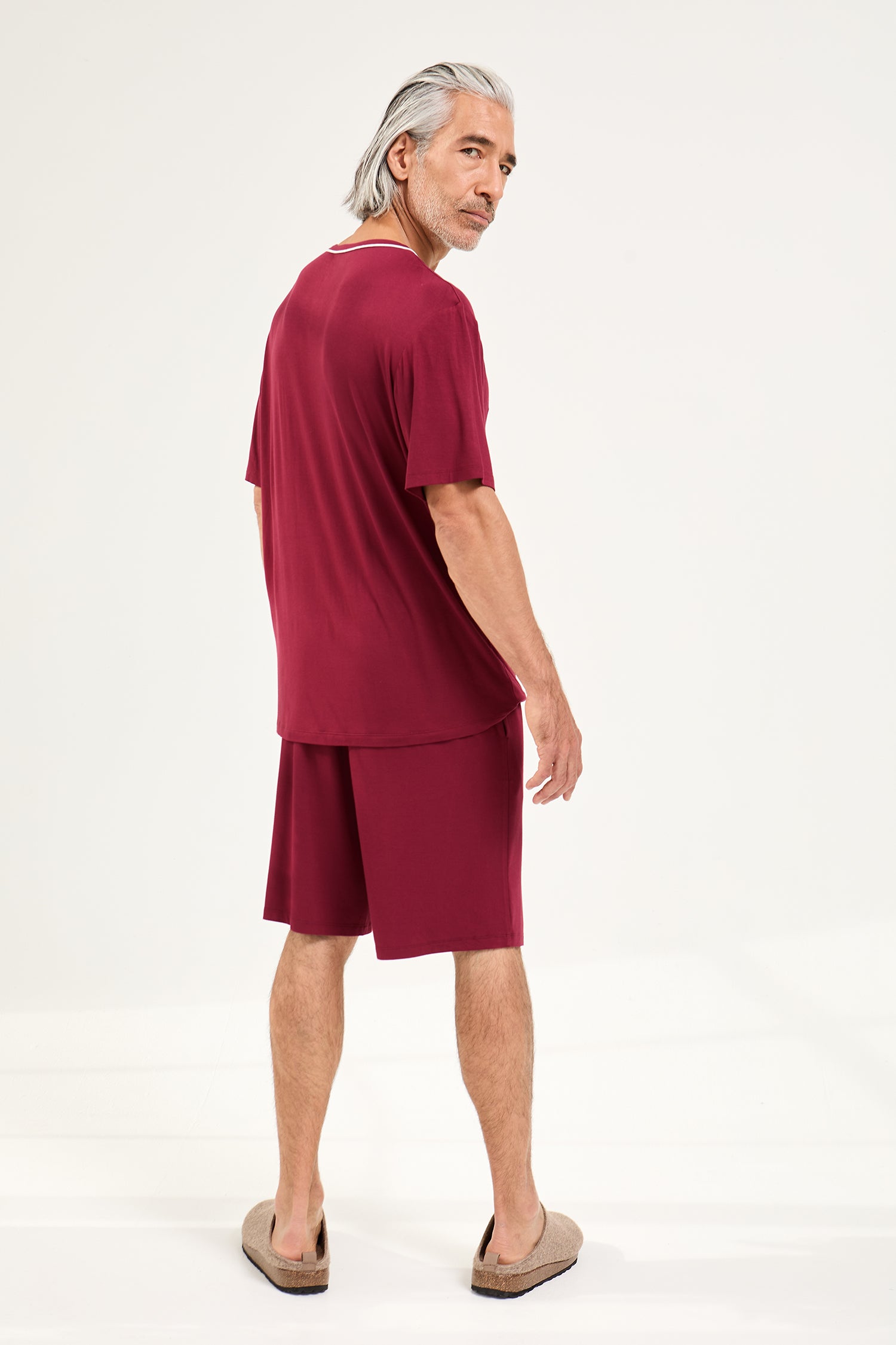 Mister You Bamboo Short Pyjama Set in Claret - Pajamas