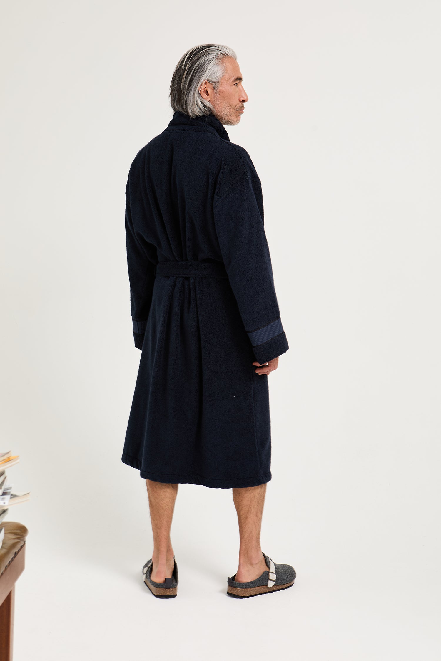 Mister You Bamboo Towelling Robe in Midnight - Robes