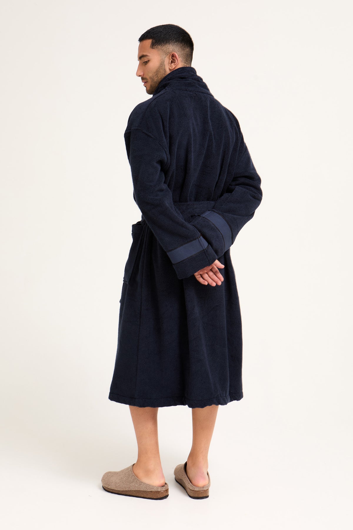 Mister You Bamboo Towelling Robe in Midnight