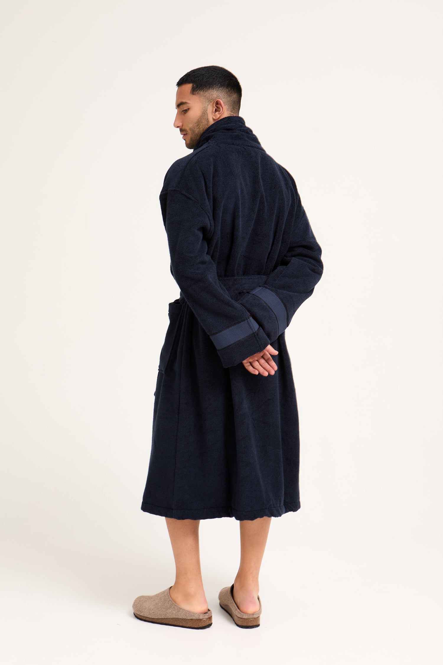 Mister You Bamboo Towelling Robe in Midnight