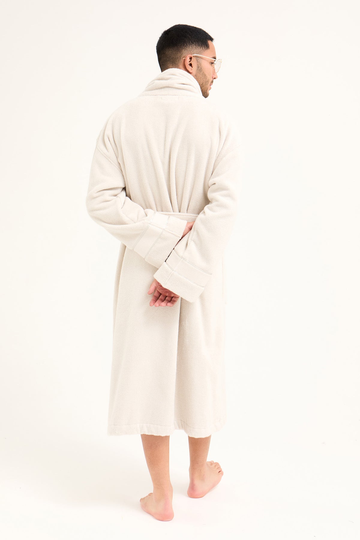 Mister You Bamboo Towelling Robe in Light Grey