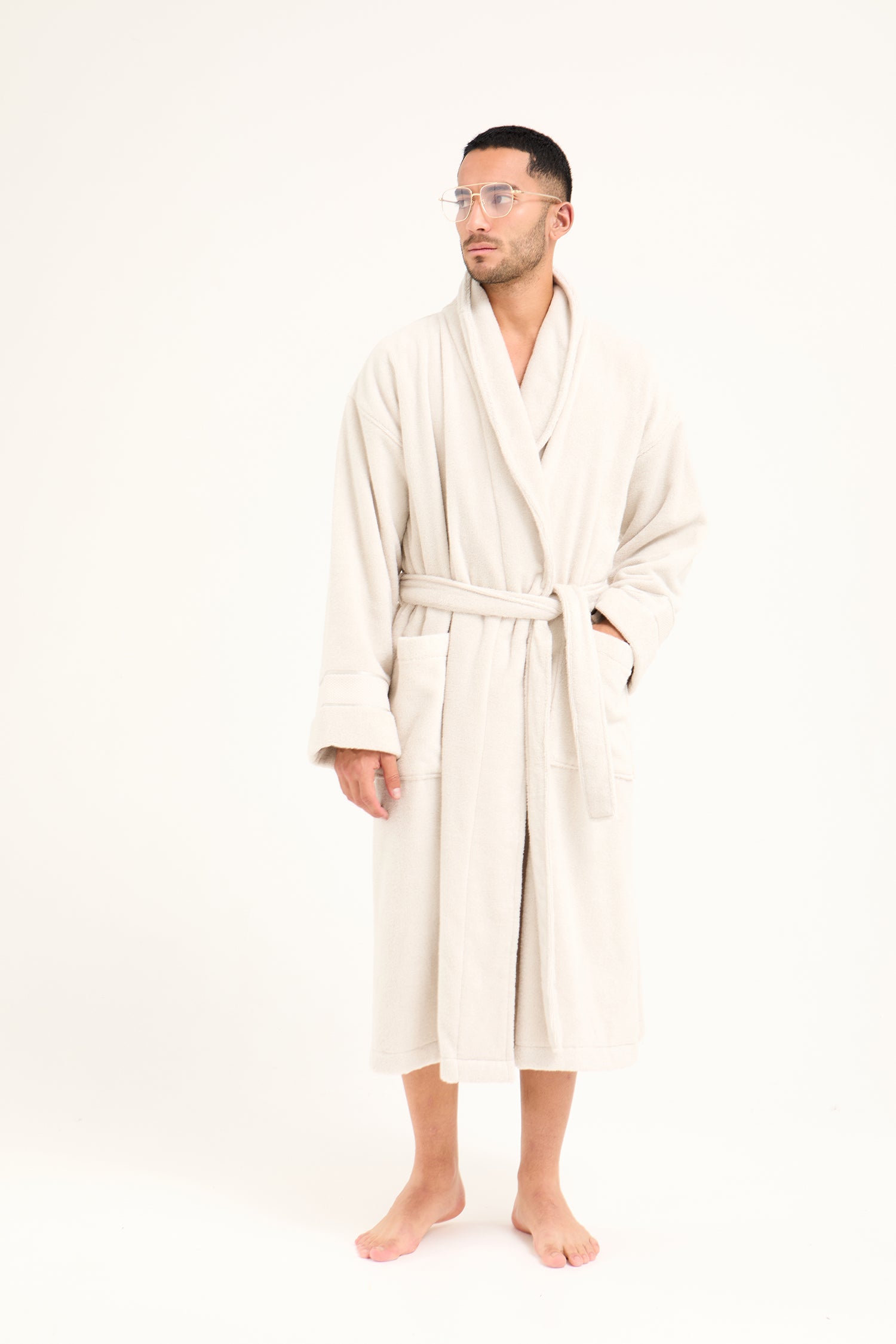 His and Hers Bamboo Towelling Robe in Light Grey