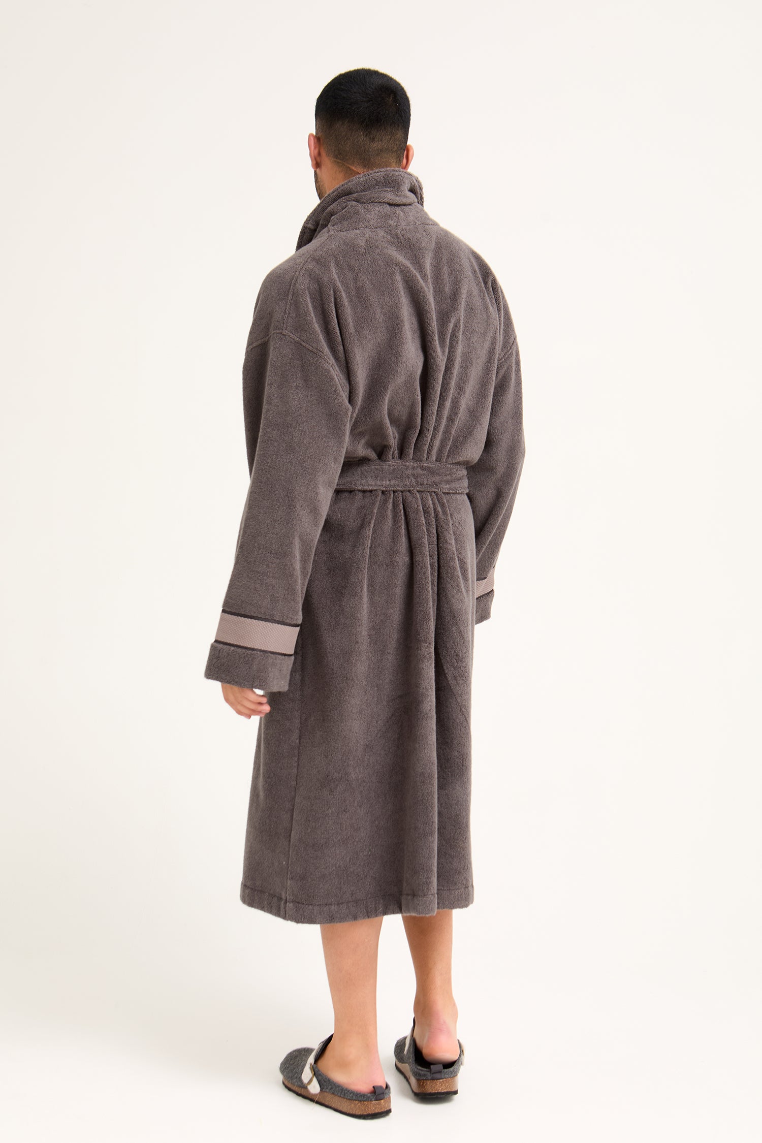 Mister You Bamboo Towelling Robe in Smoke Grey