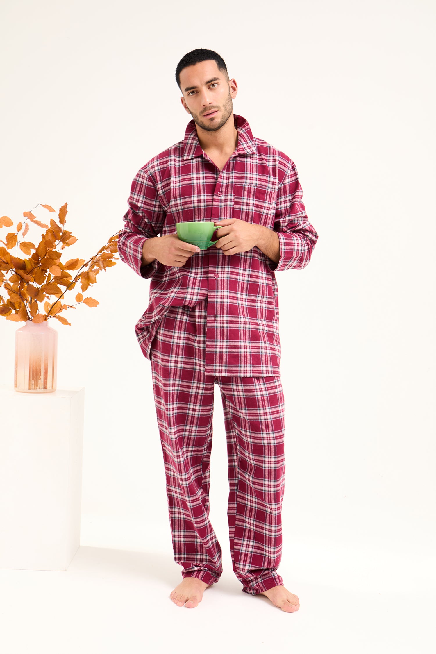 Mister You Plaid Pyjamas in Bordeaux - Pajamas