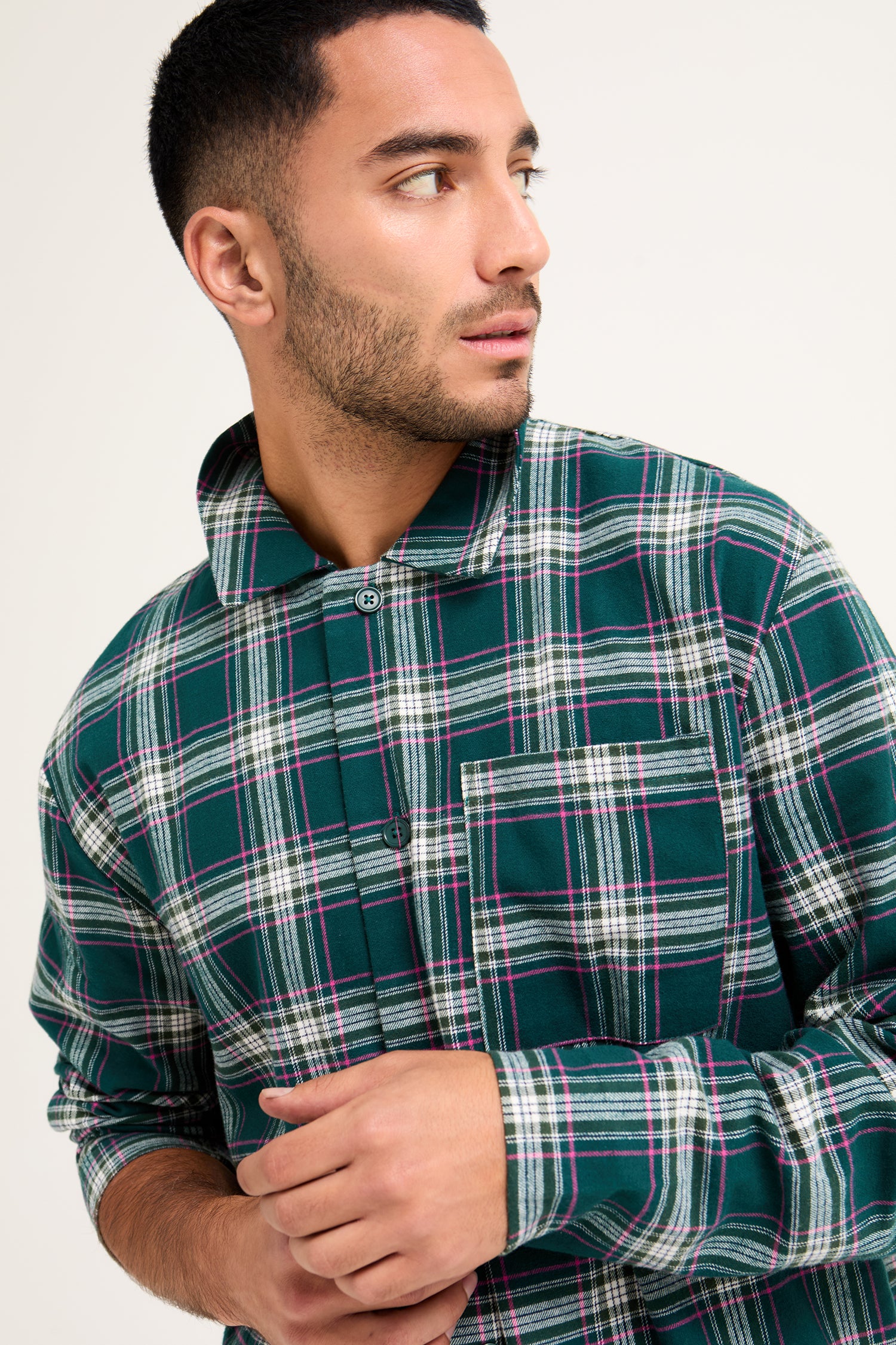 Mister You Plaid Pyjama Set in Green - Pajamas