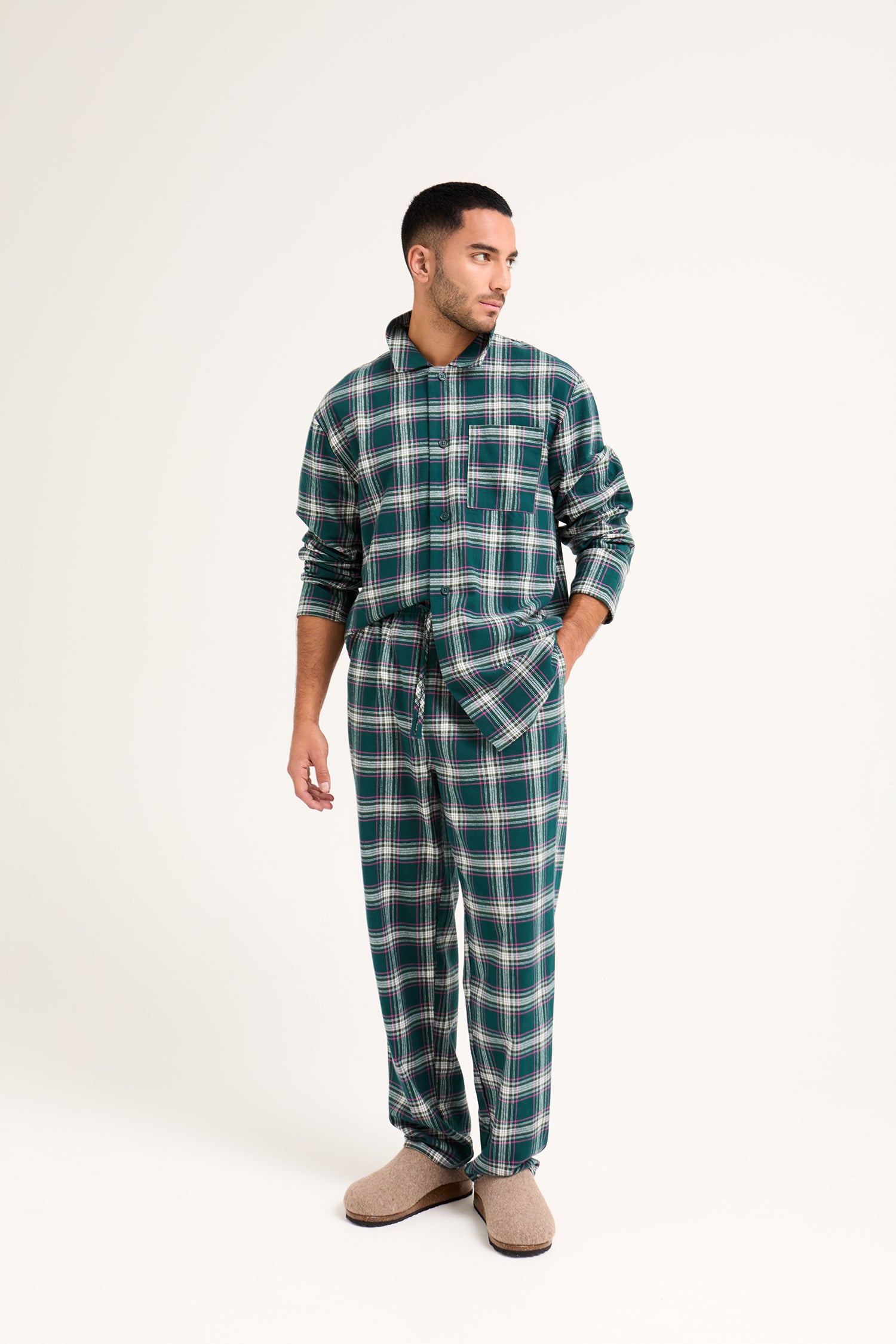 Mister You Plaid Pyjama Set in Green - Pajamas