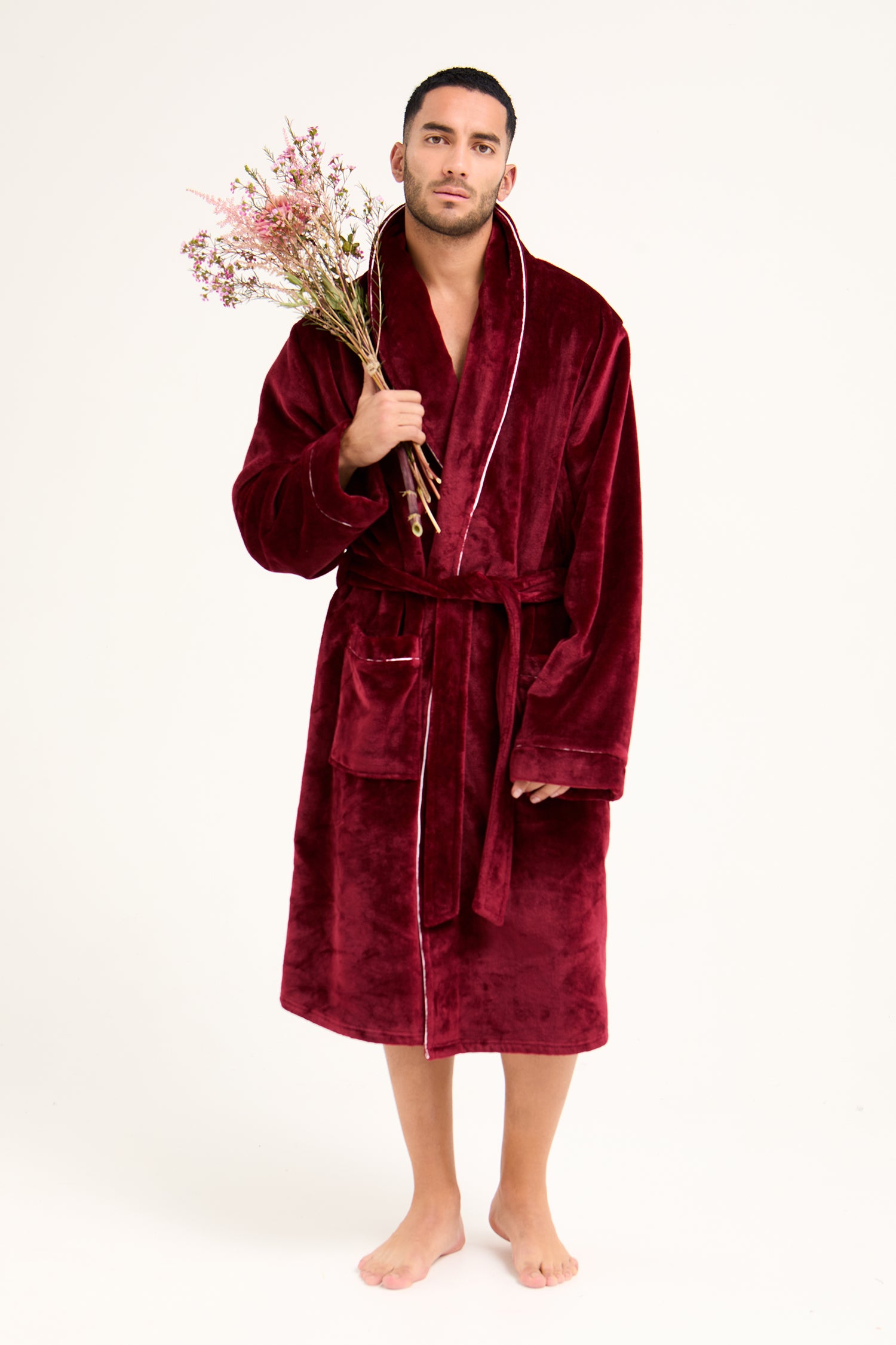 Mister You Super Plush Robe in Claret - Robes