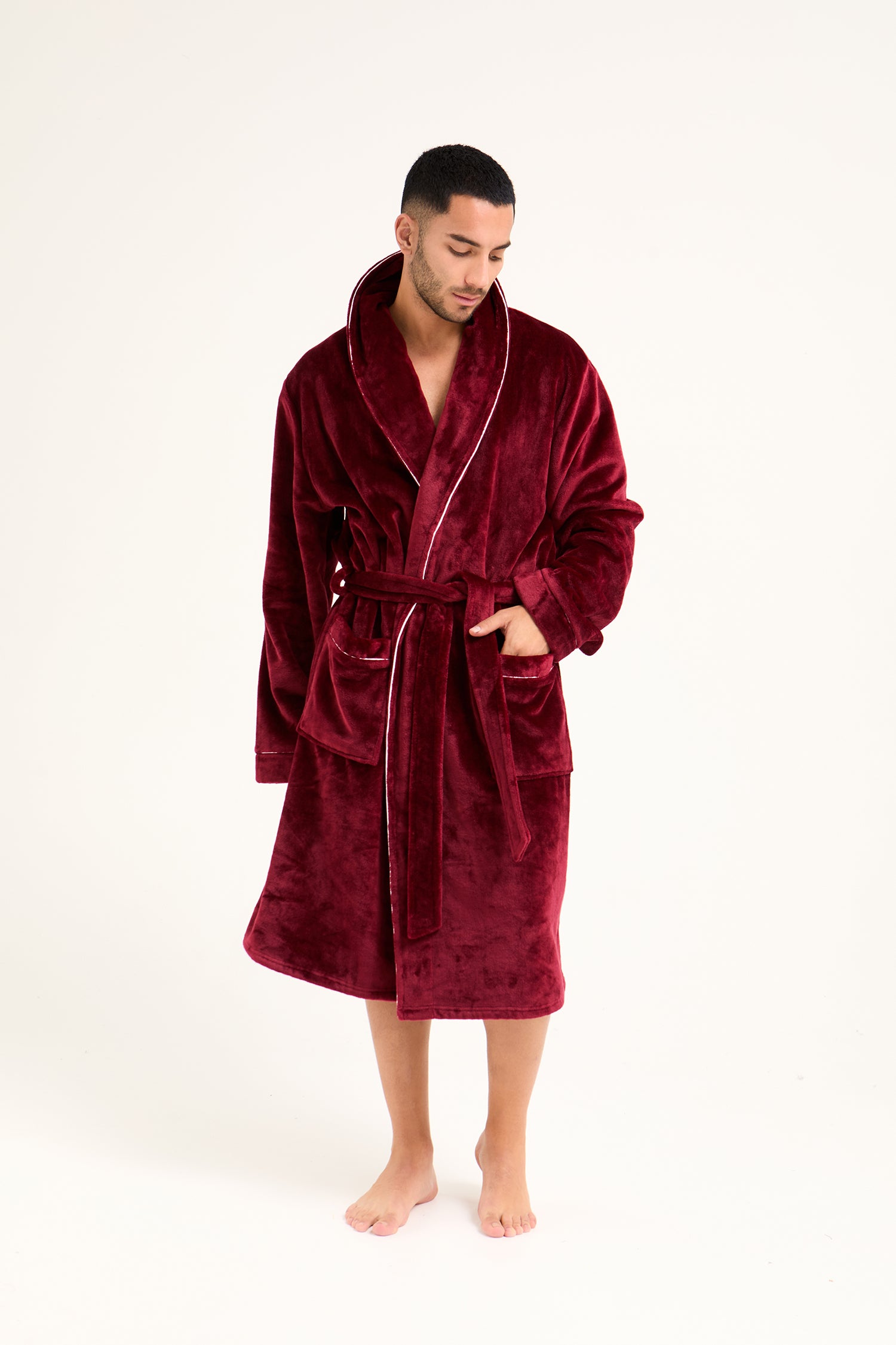 Mister You Super Plush Robe in Claret - Robes
