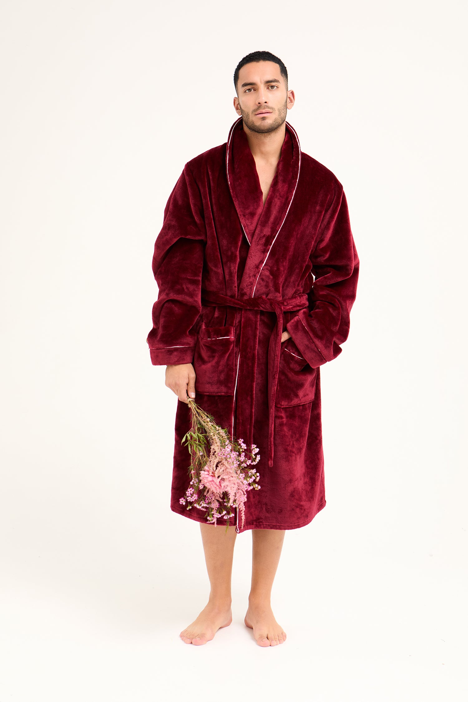 Mister You Super Plush Robe in Claret - Robes