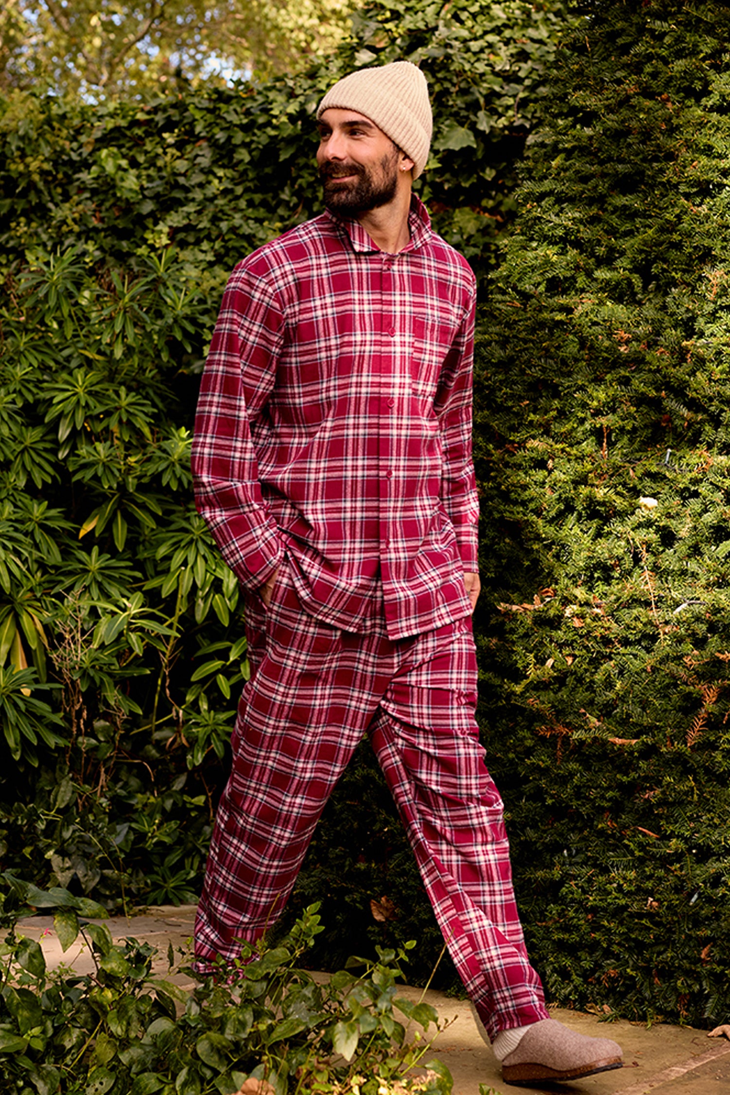 Mister You Plaid Pyjamas in Bordeaux