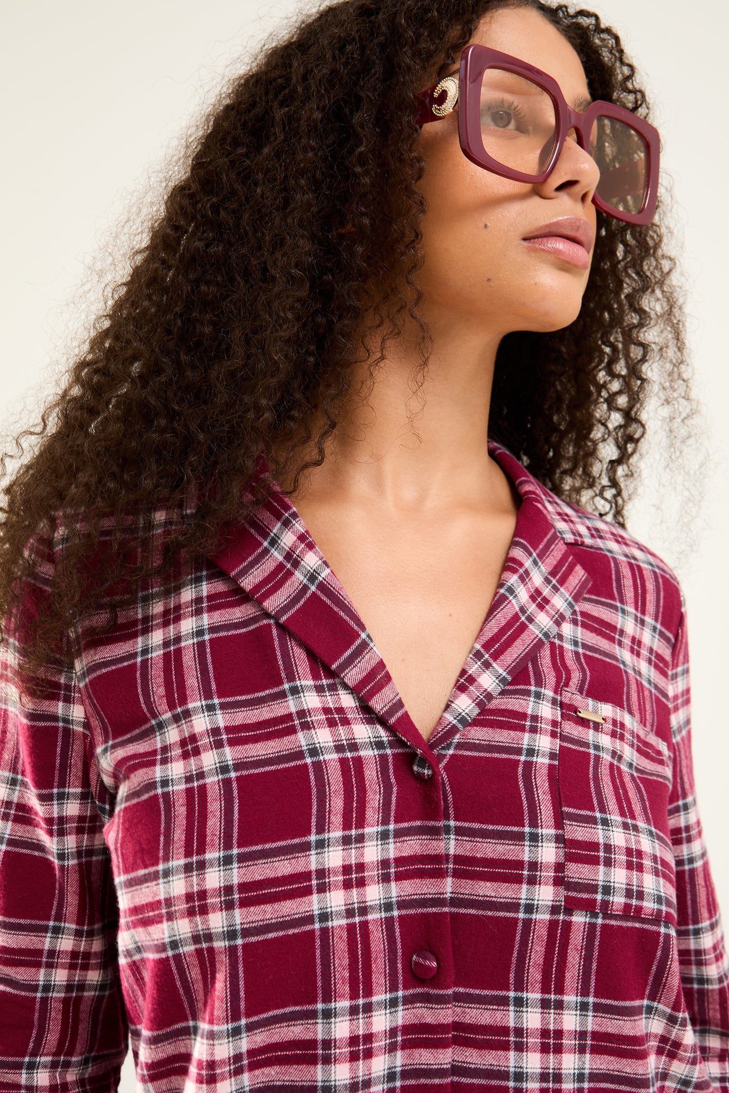 Plaid Nightshirt in Bordeaux
