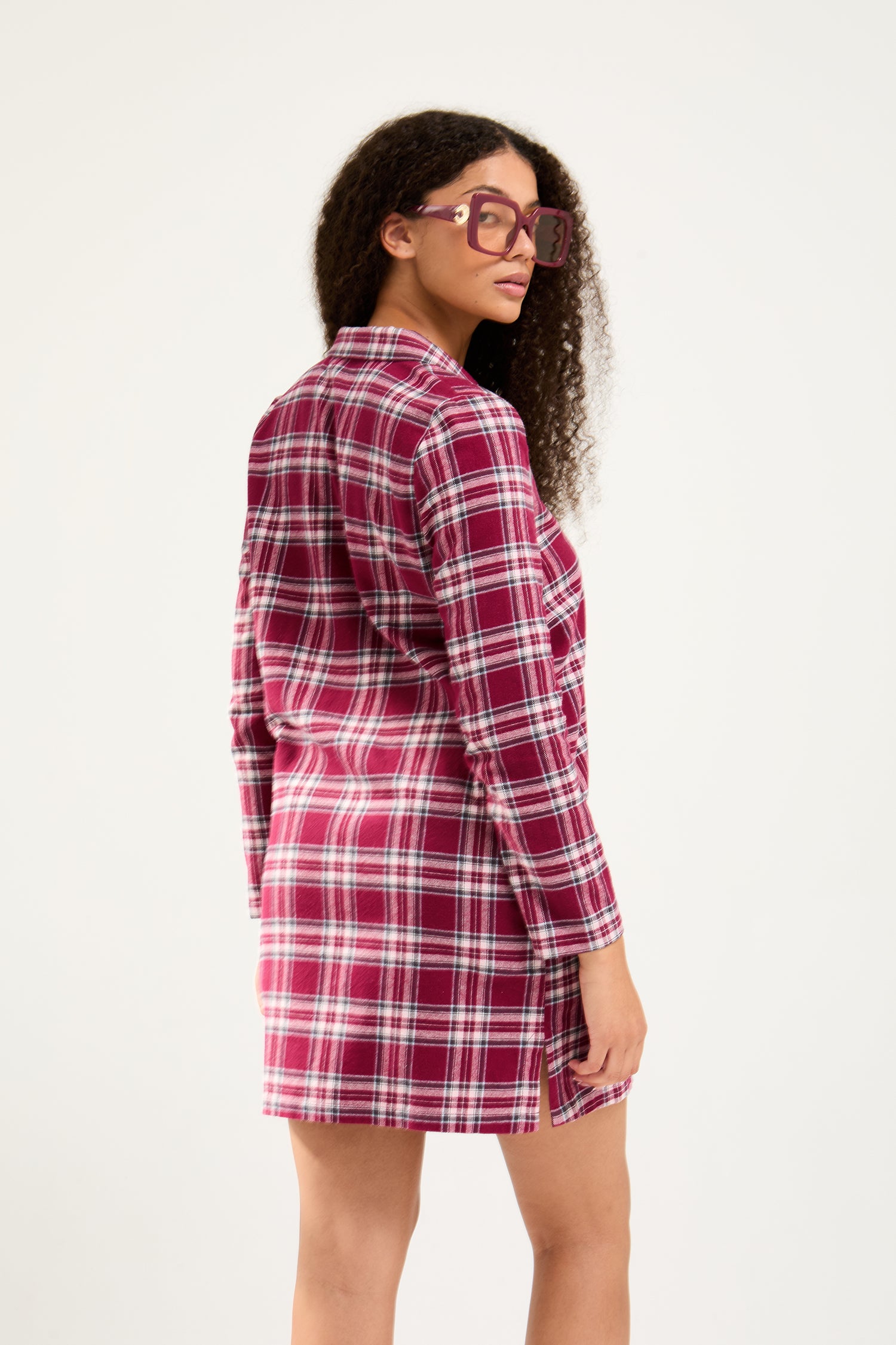 Plaid Nightshirt in Bordeaux