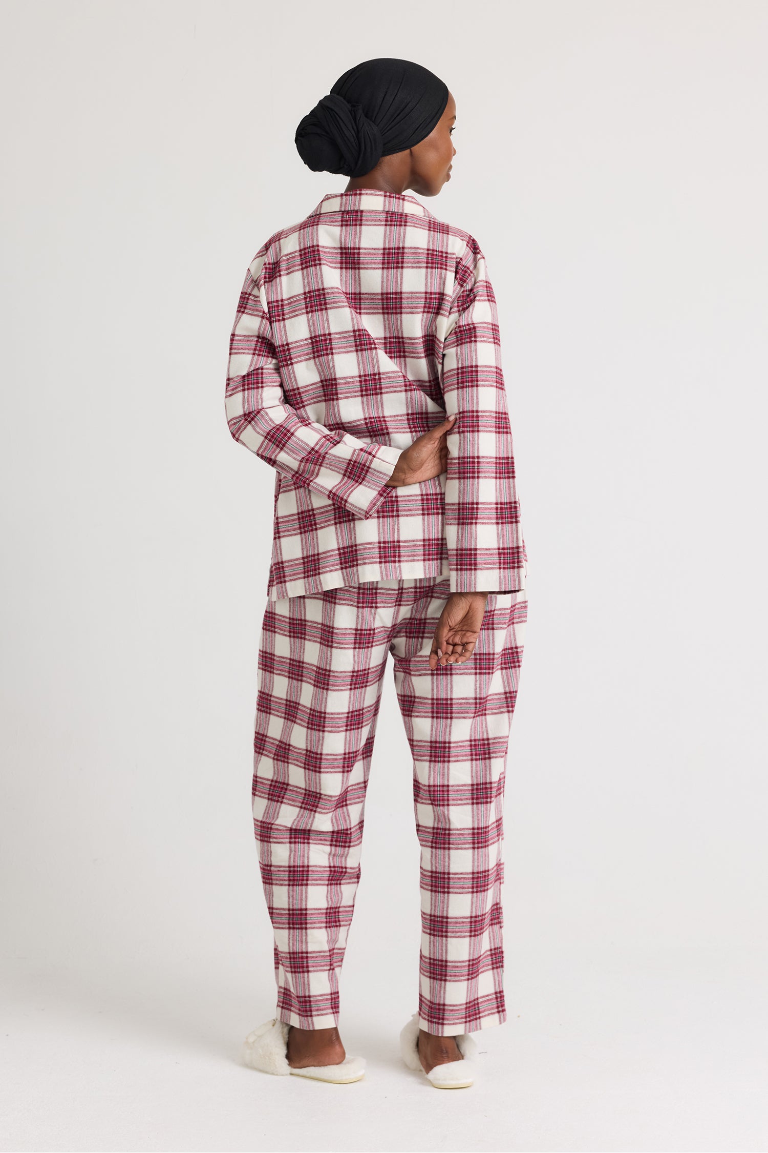 Plaid Long Pyjama Set in Stone - Pajamas