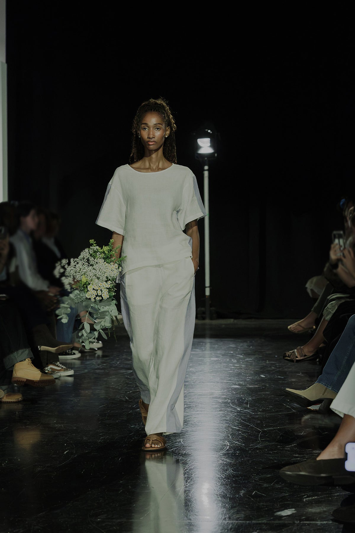 Relaxed Linen Striped Set In Coconut Milk