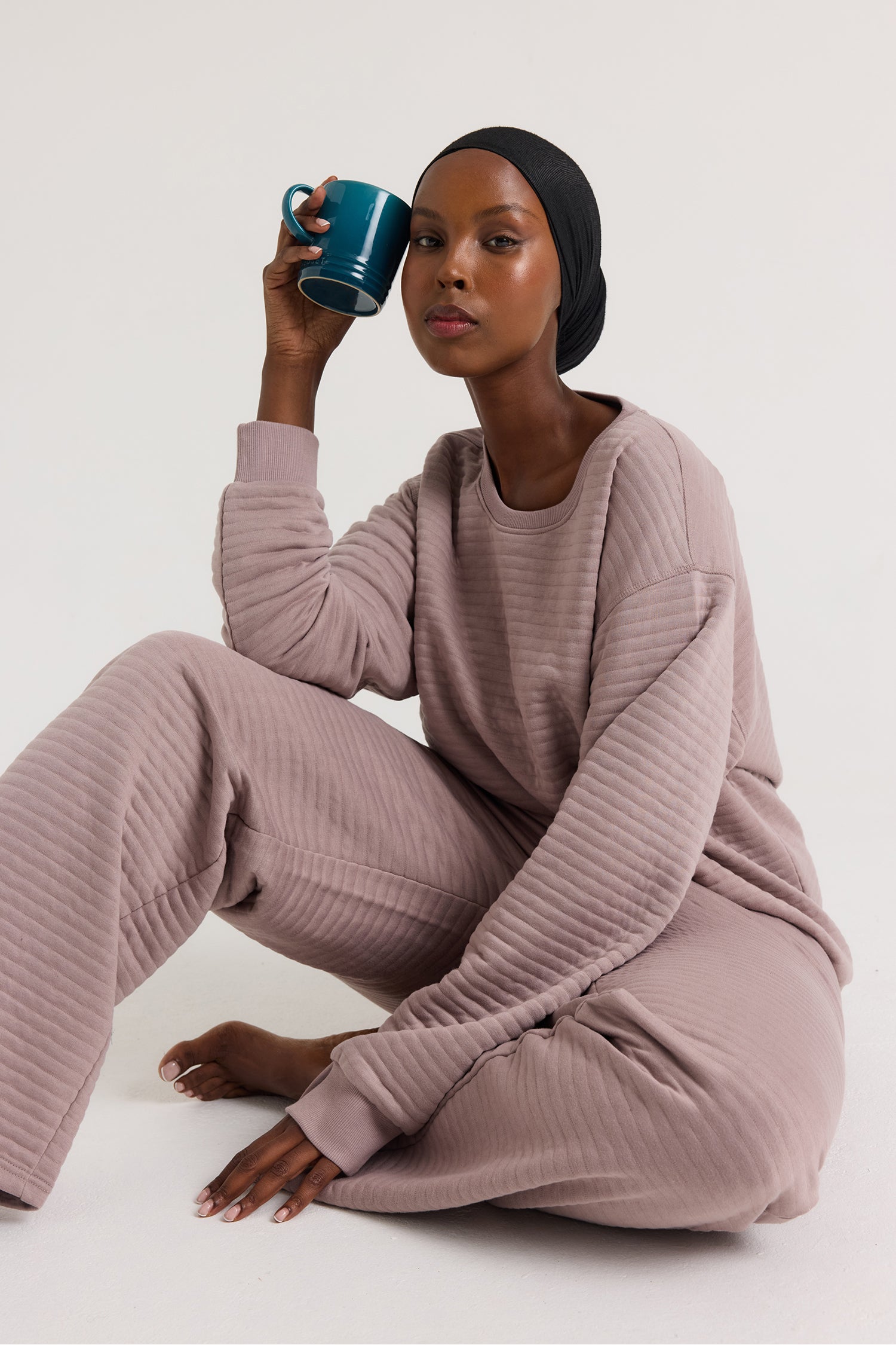 Quilted Jersey Lounge Set in Mink