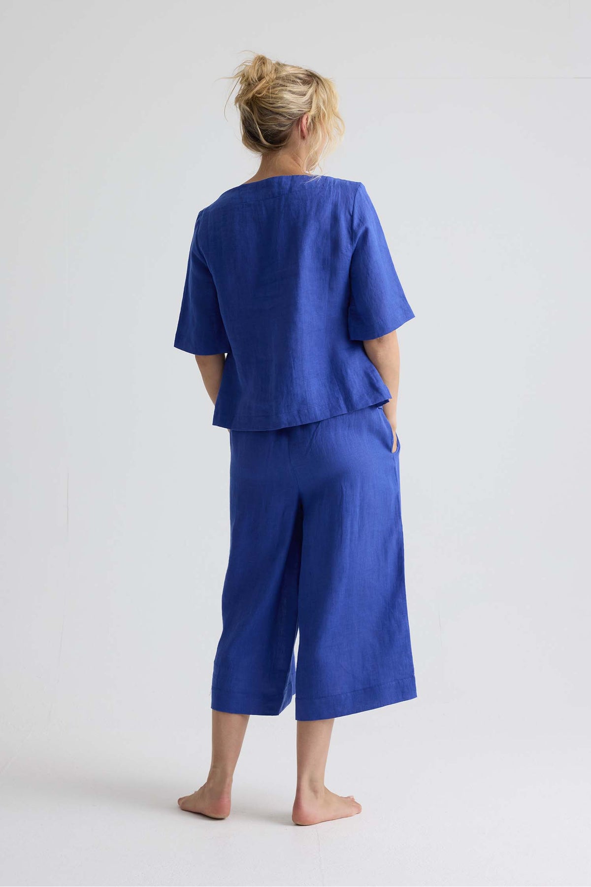 Relaxed Linen Colette Trousers In Bluing