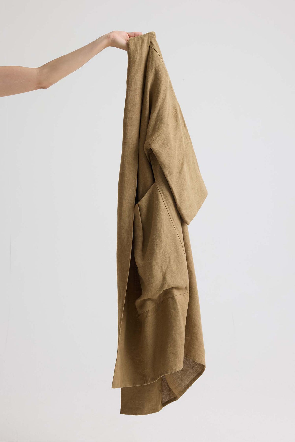 Long Relaxed Linen Robe In Overland Trek