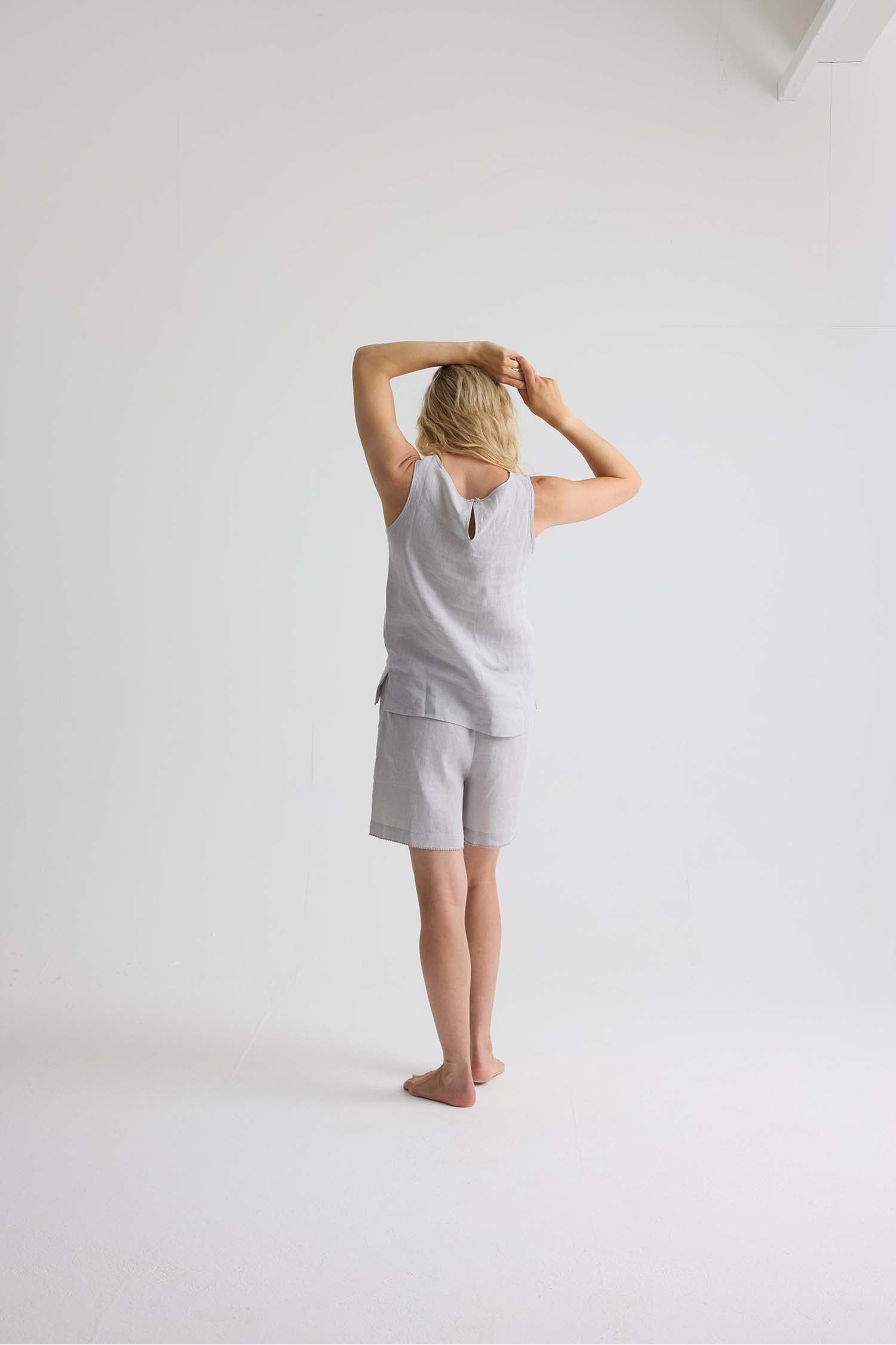 Relaxed Linen Vest In Harbor Mist