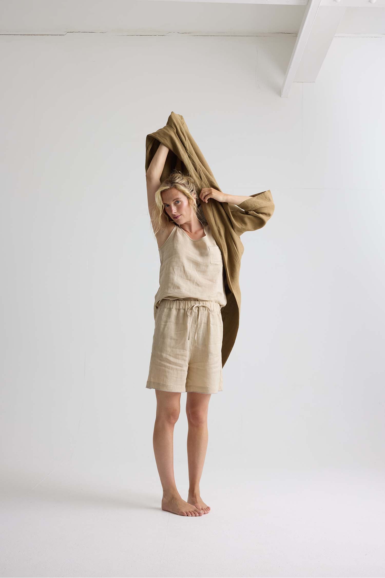 Relaxed Linen Vest In Summer Sand