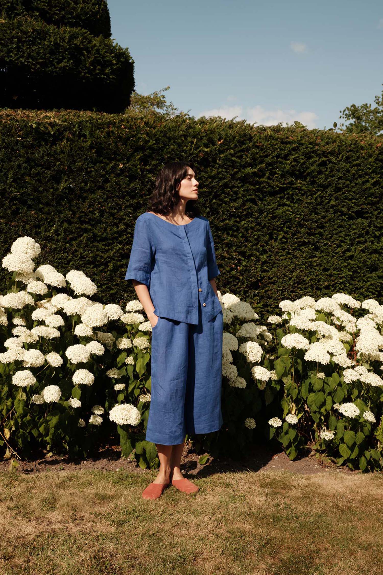 Relaxed Linen Colette Trousers In Bluing
