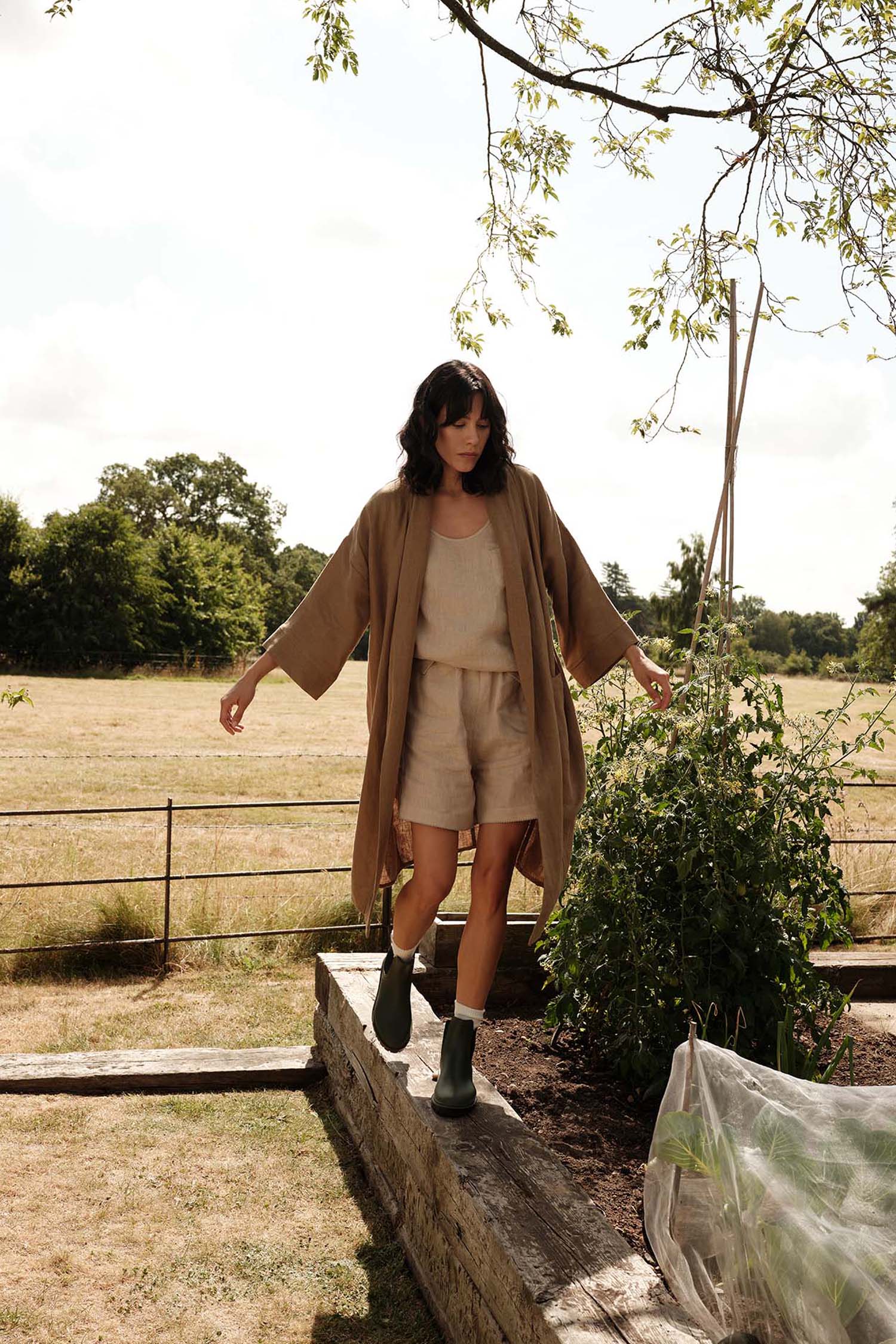 Relaxed Linen Shorts In Summer Sand