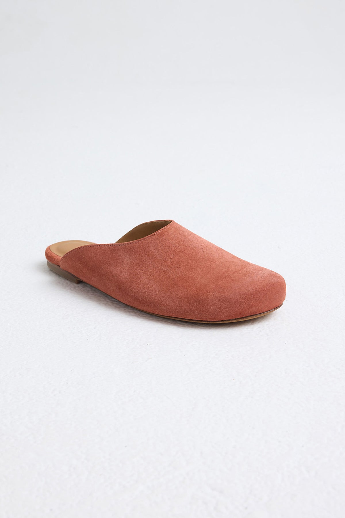 Suede Rounded Mule In Fired Brick