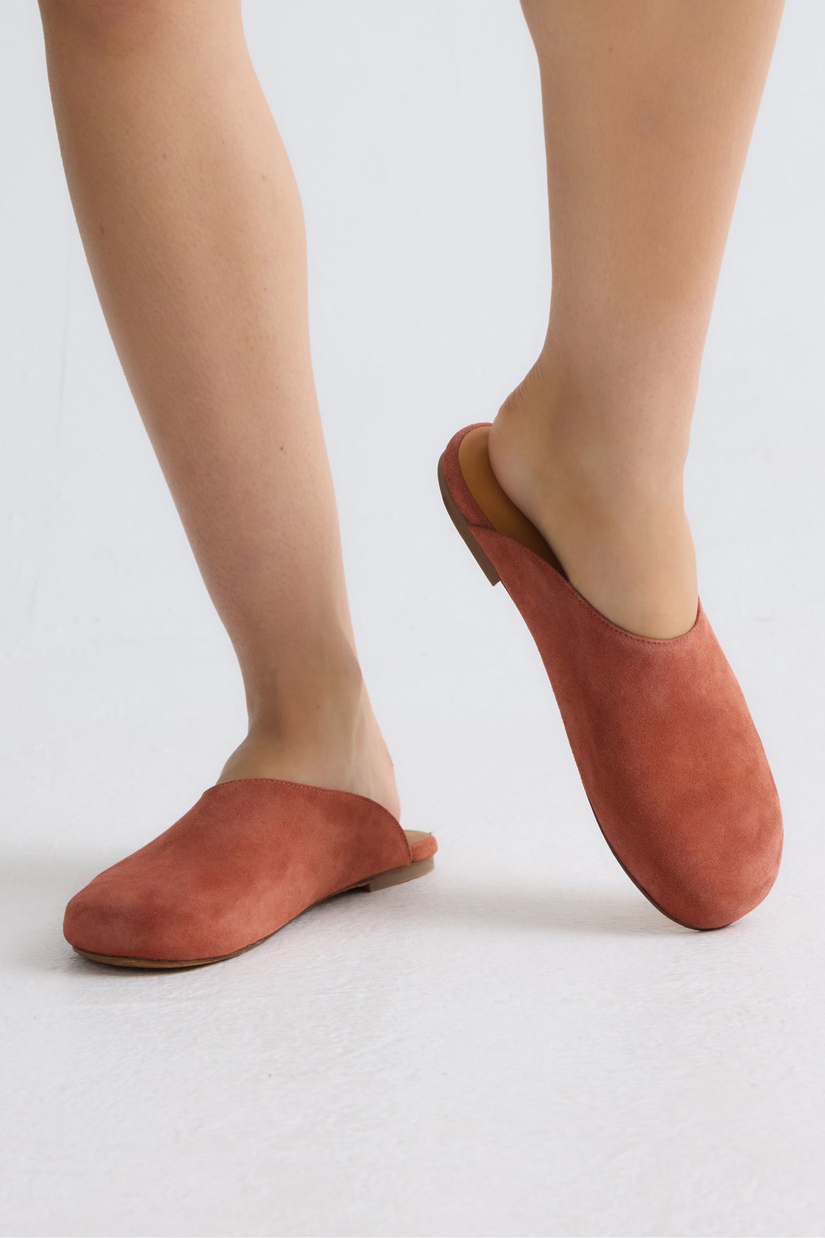 Suede Rounded Mule In Fired Brick