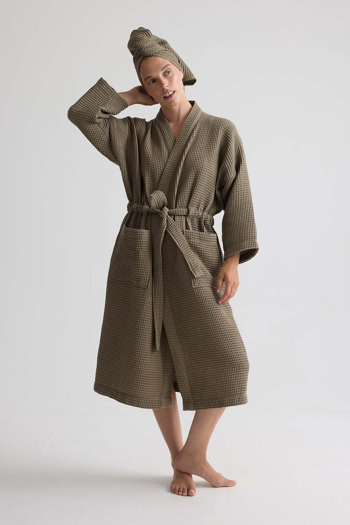 Waffle Cotton Hair Towel In Overland Trek
