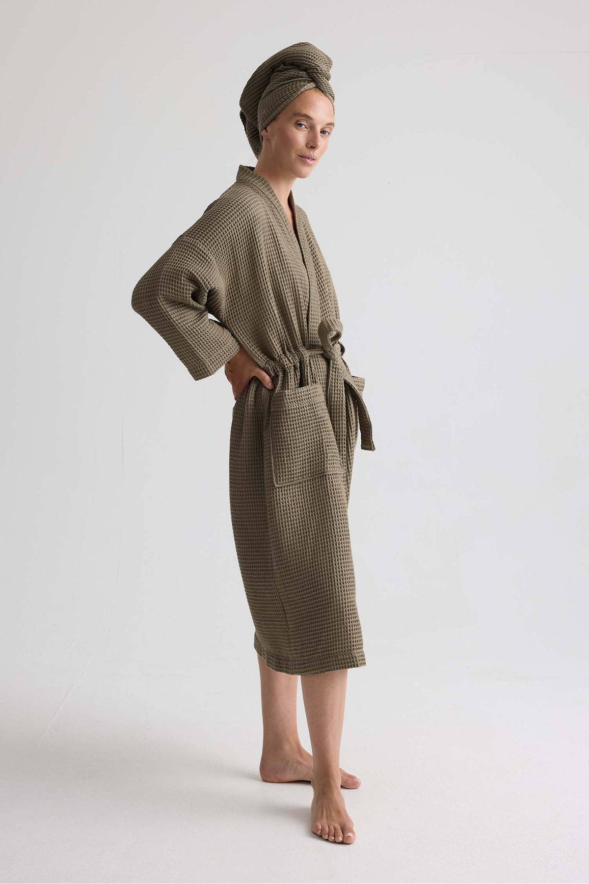 Waffle Kimono Robe In Overland Trek