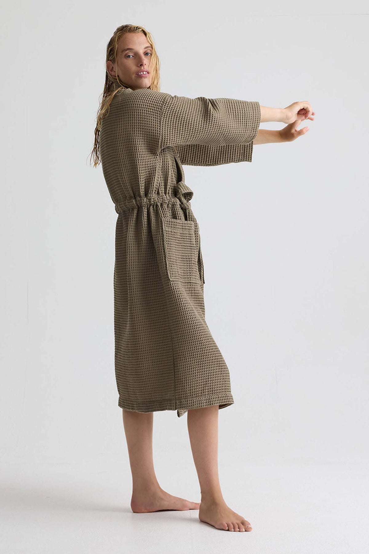 Waffle Kimono Robe In Overland Trek