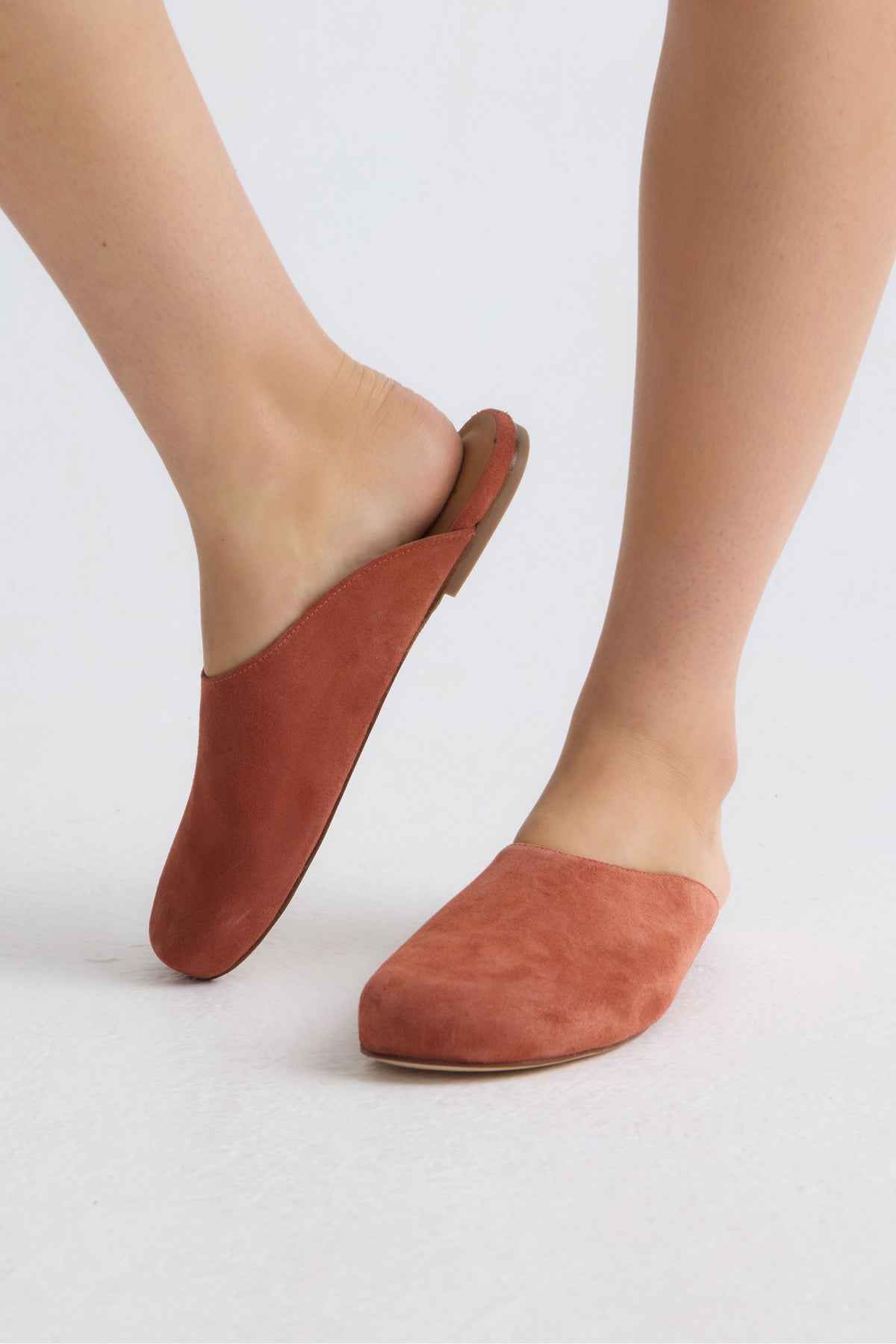 Suede Rounded Mule In Fired Brick