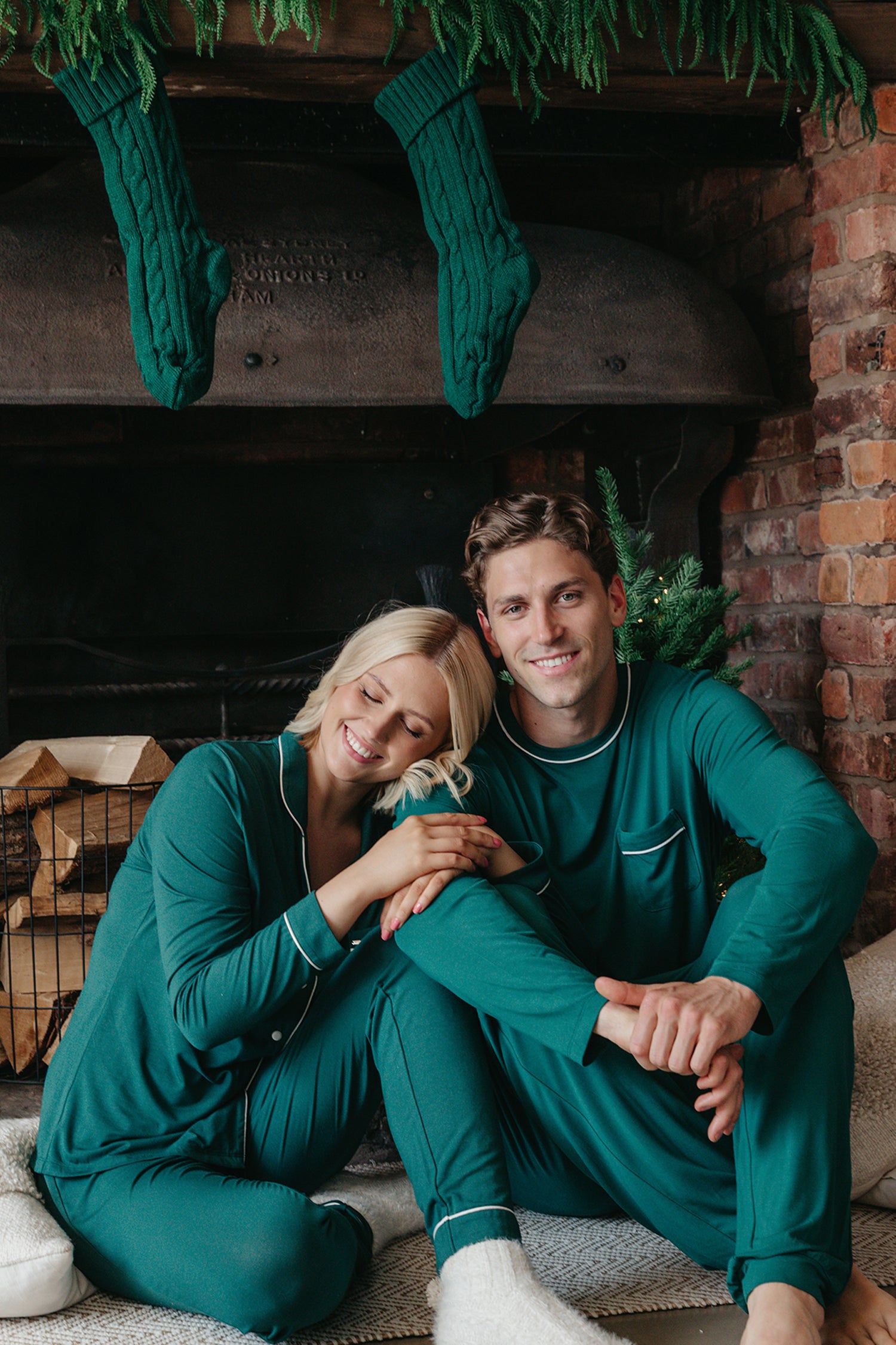 His and Hers Bamboo Pyjama Sets in Green