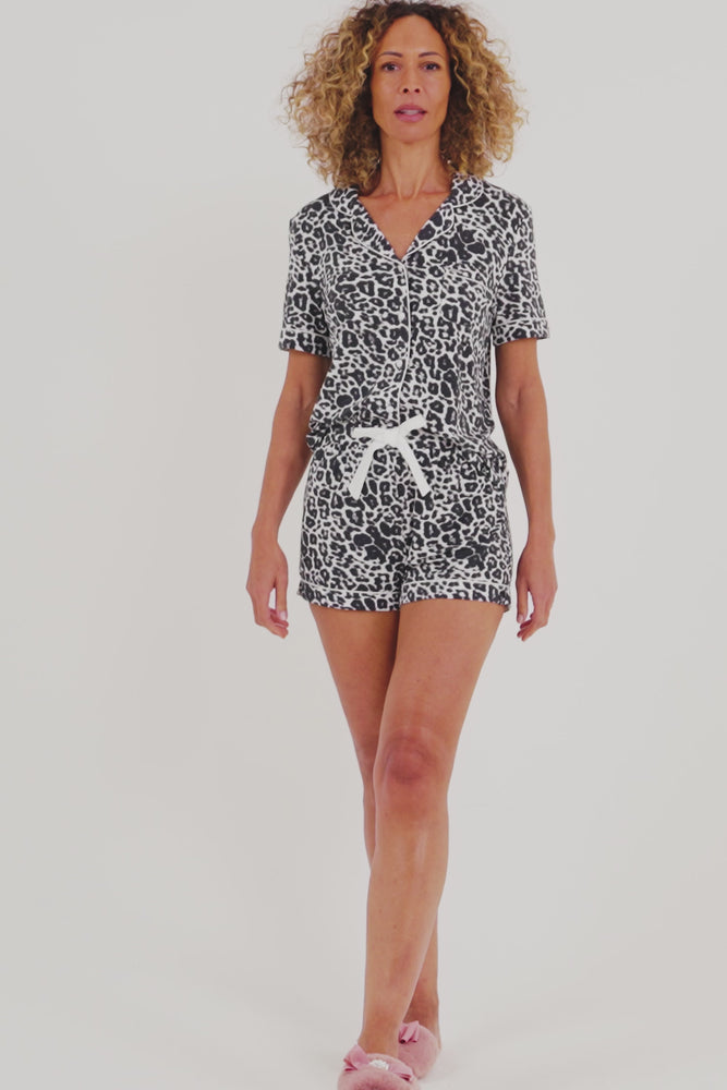 Bamboo Shirt Short Set in Luxe Leopard