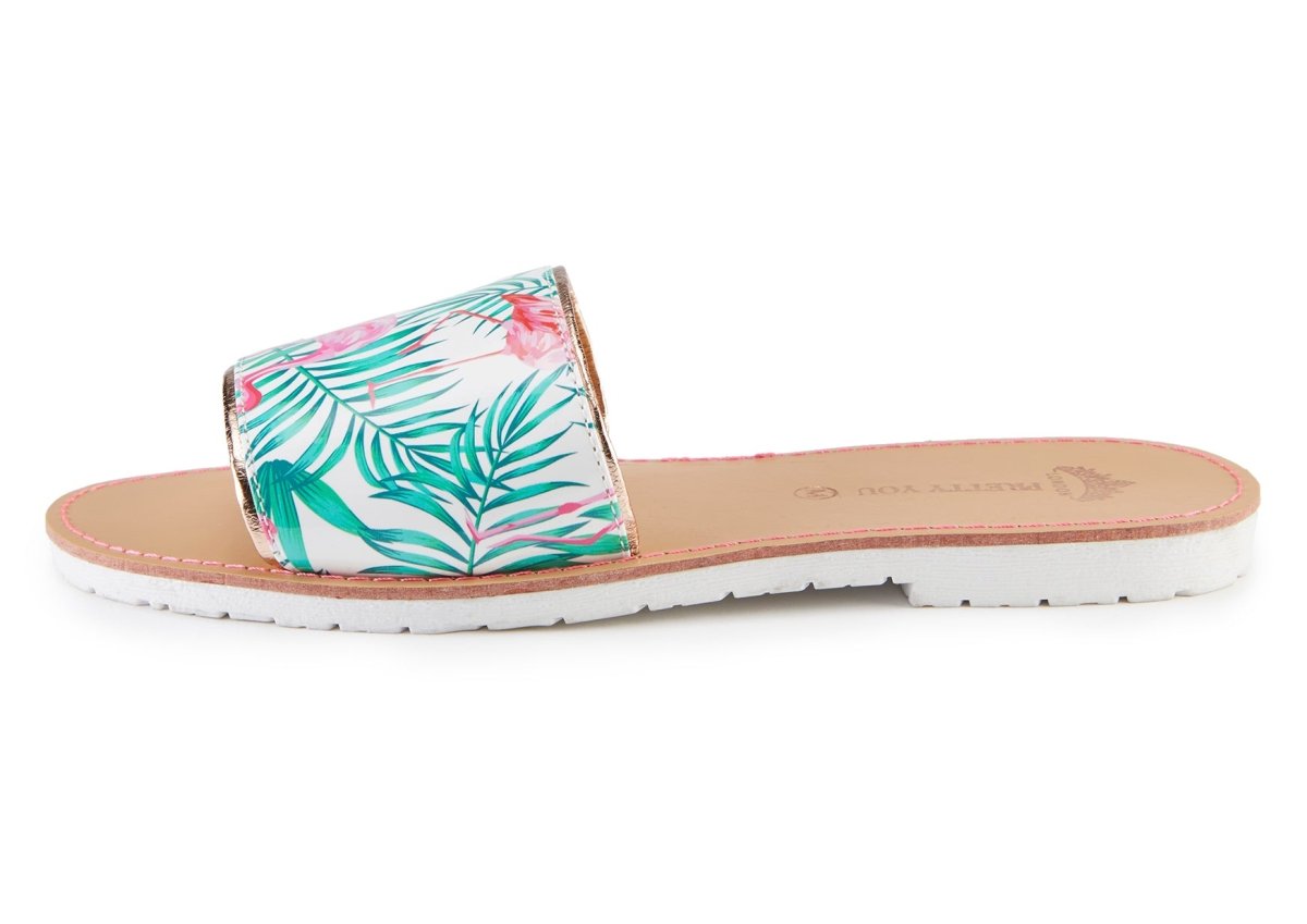 Flamingo Printed Slide and Clutch Set - Sandals