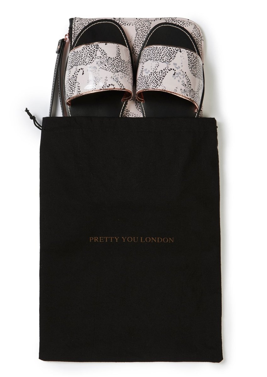 Leopard Printed Slide and Clutch Set - Sandals