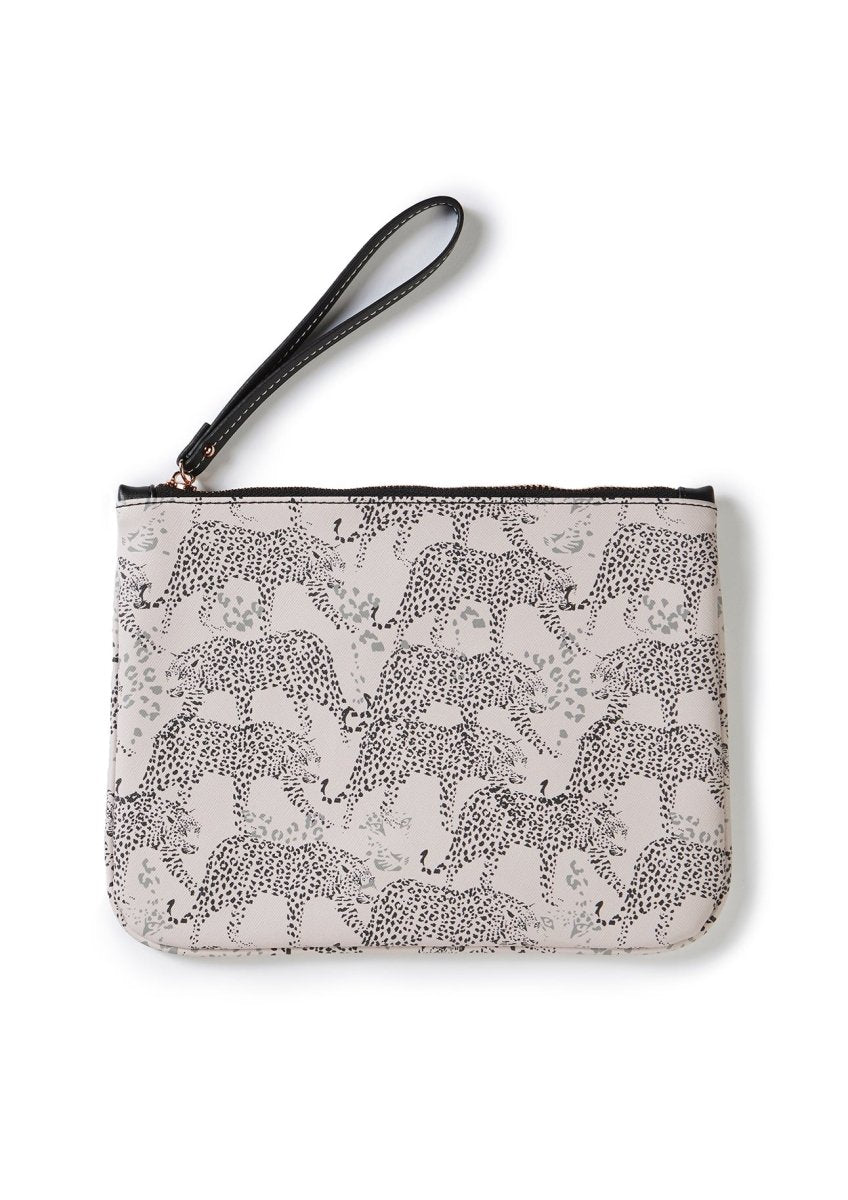 Leopard Printed Slide and Clutch Set - Sandals