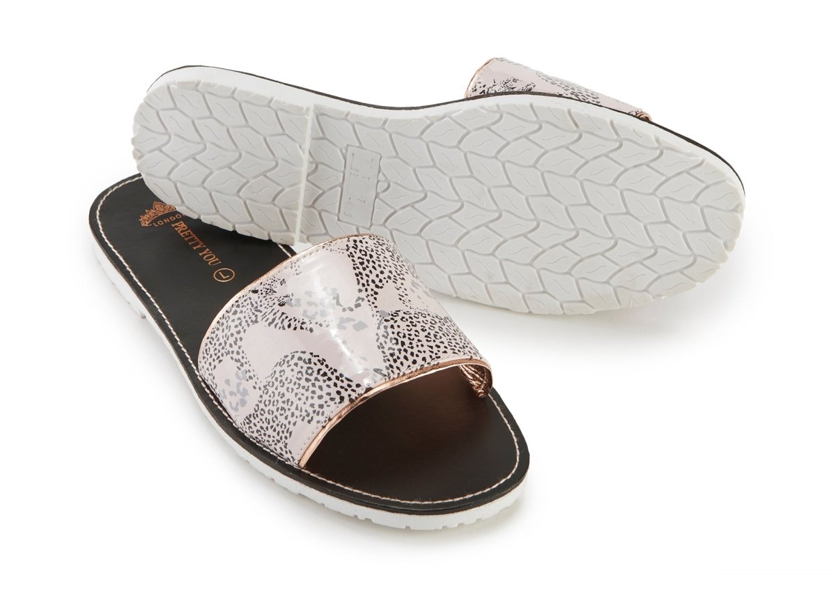 Leopard Printed Slide and Clutch Set - Sandals