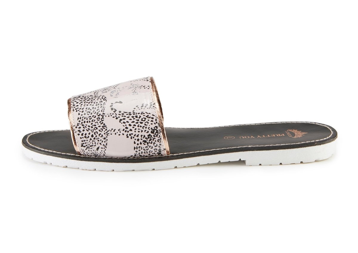 Leopard Printed Slide and Clutch Set - Sandals