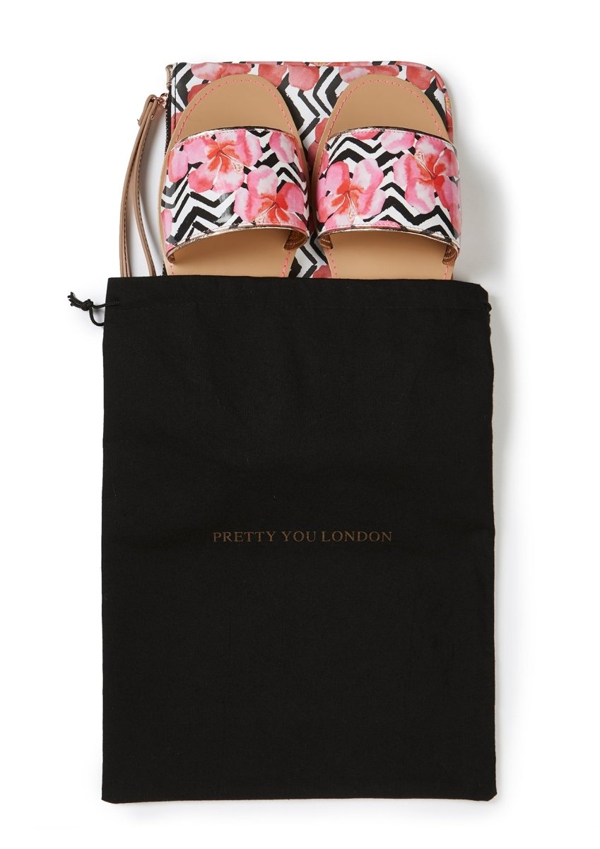 Zig Zag Printed Slide & Clutch Set - Sandals