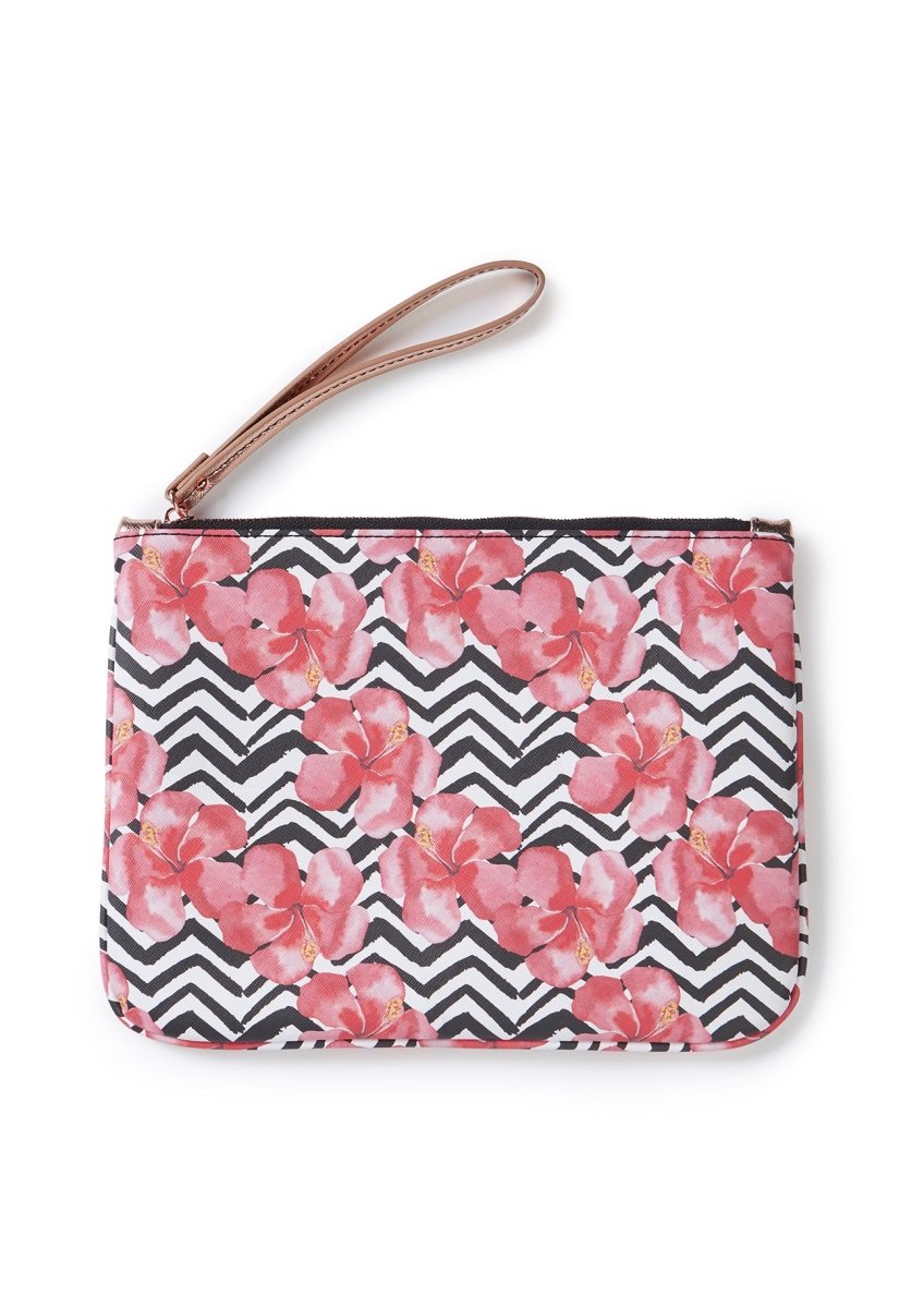 Zig Zag Printed Slide & Clutch Set - Sandals