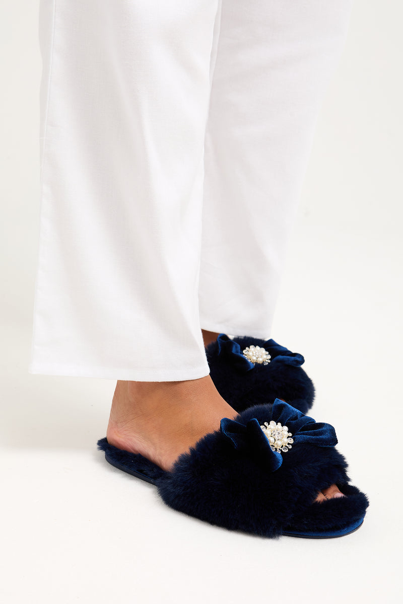Anya in Navy Slippers