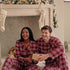 His and Hers Plaid Pyjama Sets in Bordeaux