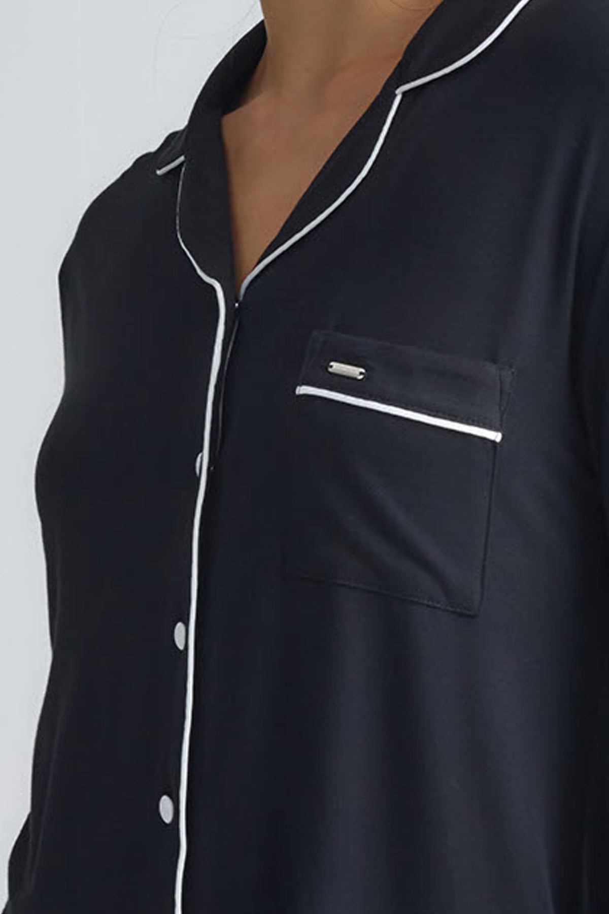 Bamboo Long Pyjama Set in Black
