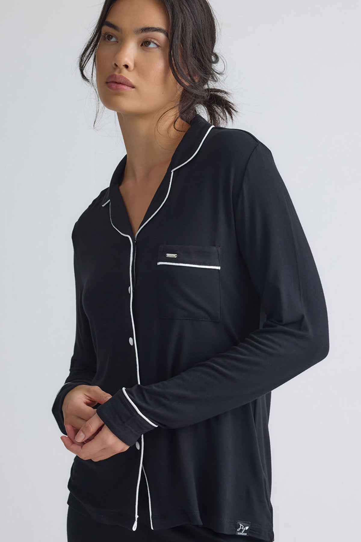 Bamboo Long Pyjama Set in Black