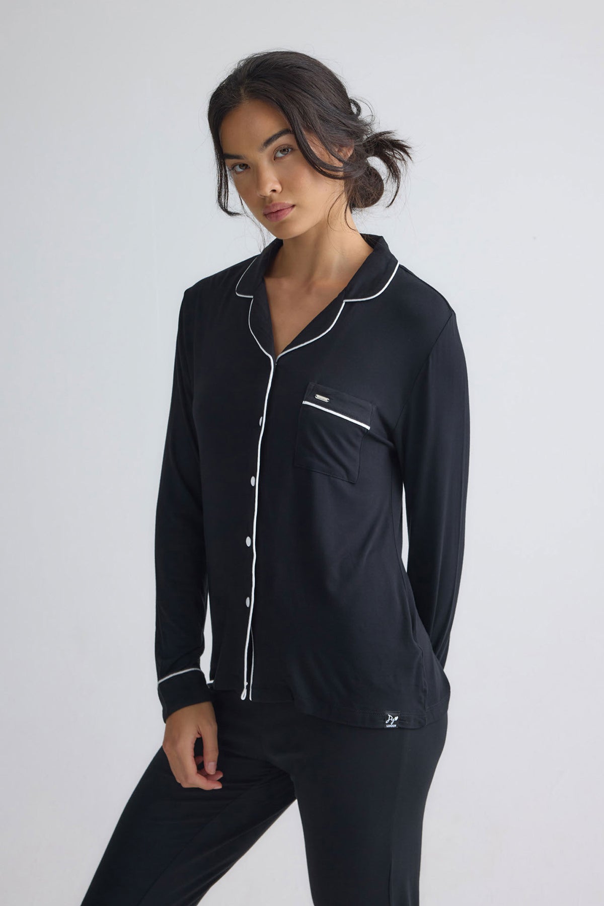 Bamboo Long Pyjama Set in Black