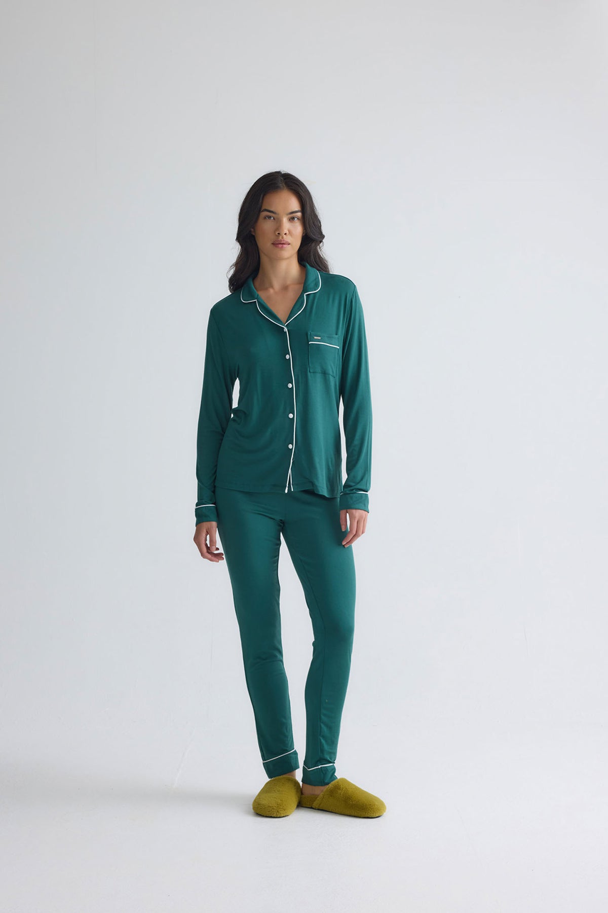 Bamboo Long Pyjama Set in Green
