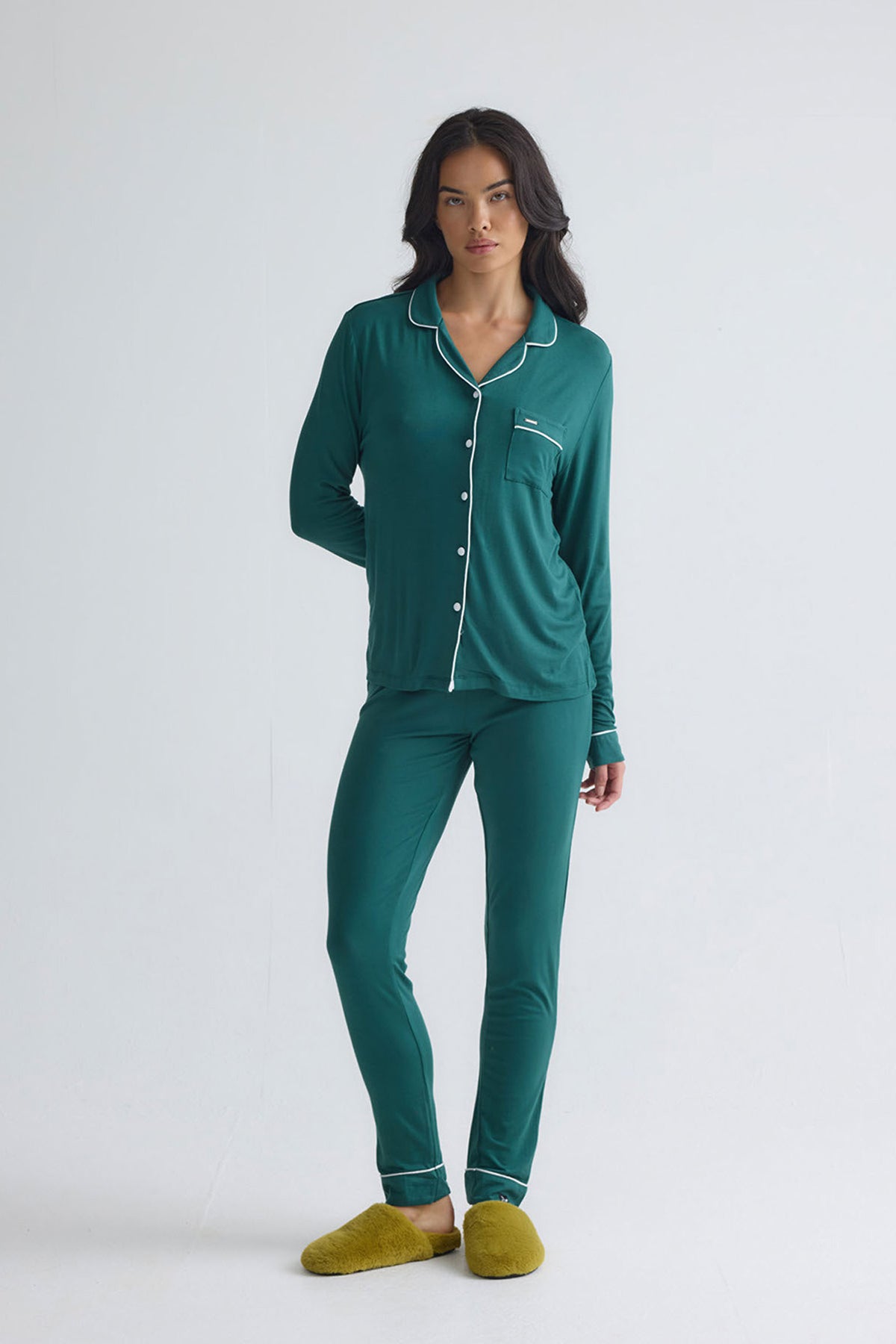 Bamboo Long Pyjama Set in Green